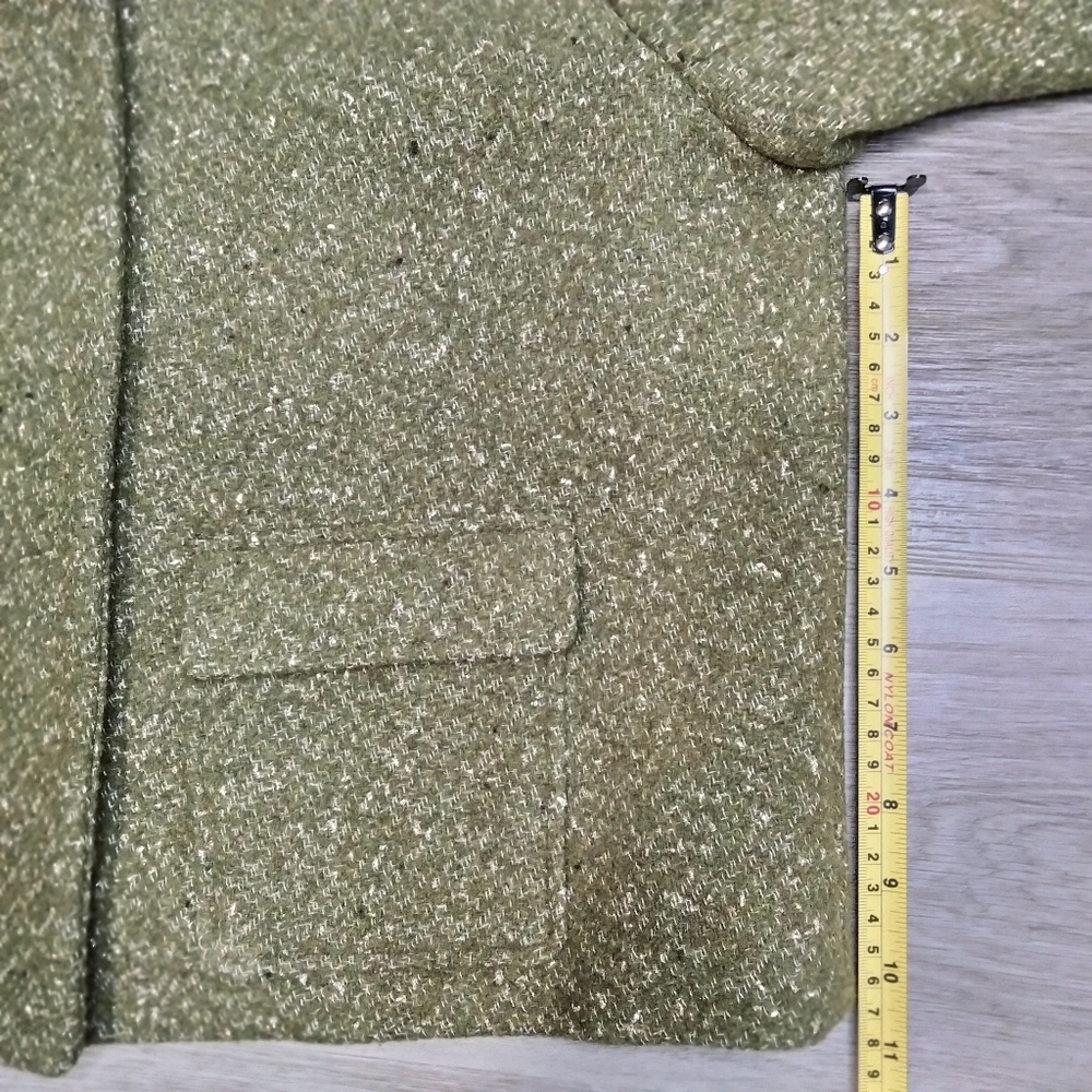 a new day Women's Blazer Olive Green Tweed Jacket Cropped - Picture 7 of 9